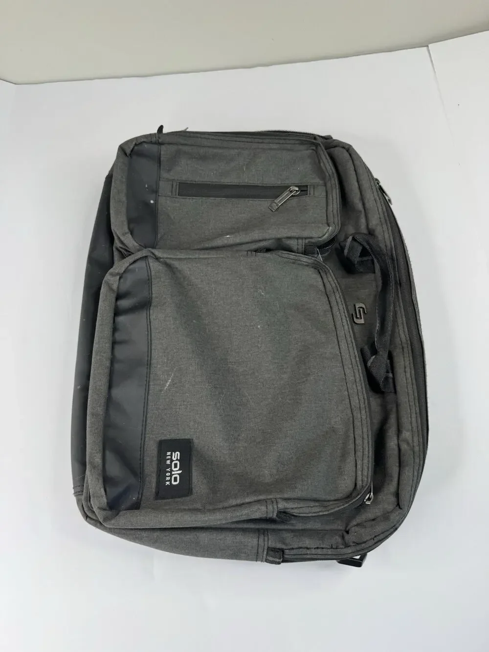 Solo New York Hybrid Briefcase Convertable Backpack Strap Messenger Bag Gray